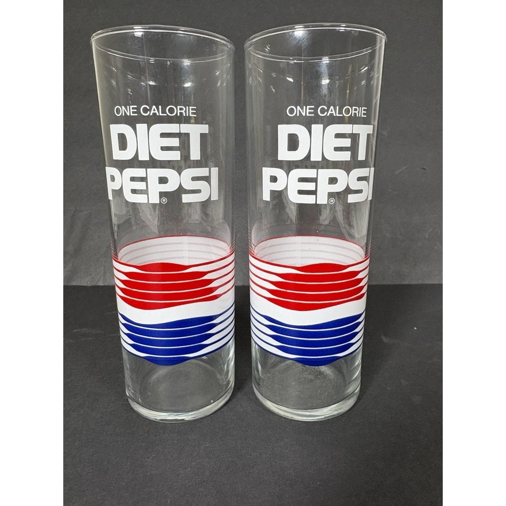 Vintage Diet Pepsi One Calorie Tall Skinny Tumbler Drinking Glass 6 3/4" Cup